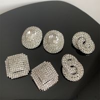 1 Pair Vintage Style Square Solid Color Plating Inlay Alloy Rhinestones Silver Plated Ear Studs main image 5
