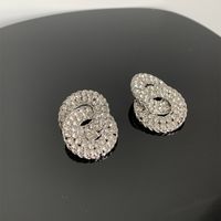 1 Pair Vintage Style Square Solid Color Plating Inlay Alloy Rhinestones Silver Plated Ear Studs sku image 2