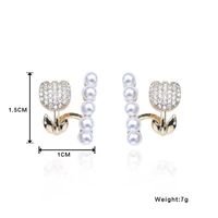 1 Paire Mignon Sucré Fleur Placage Incruster Alliage Perles Artificielles Plaqué Or Boucles D'oreilles main image 2