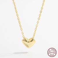 Elegant Simple Style Heart Shape Sterling Silver Plating Inlay Zircon 14k Gold Plated Pendant Necklace main image 4