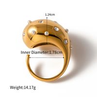 Stainless Steel Gold Plated Retro Plating Inlay Geometric Zircon Open Rings sku image 5