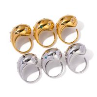 Stainless Steel Gold Plated Retro Plating Inlay Geometric Zircon Open Rings main image 3