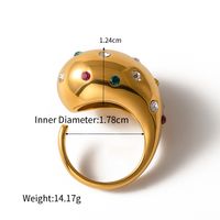 Stainless Steel Gold Plated Retro Plating Inlay Geometric Zircon Open Rings sku image 4