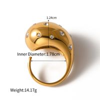 Stainless Steel Gold Plated Retro Plating Inlay Geometric Zircon Open Rings sku image 6