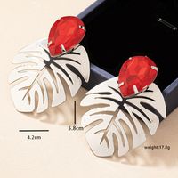 1 Pair Elegant Lady Vacation Leaves Plating Inlay Alloy Zircon Earrings sku image 3