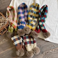 Girl's Cute Sweet Simple Style Plaid Patchwork Scarf 1 Piece main image 4