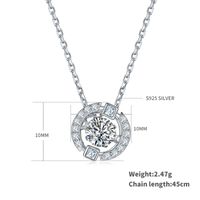 Sterling Silver Simple Style Round GRA Plating Inlay Moissanite Pendant Necklace sku image 1