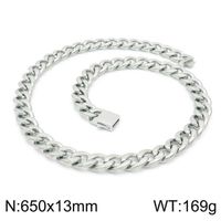 Titanium Steel 18K Gold Plated Hip-Hop Retro Chain Solid Color Bracelets Necklace sku image 9