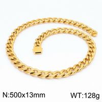 Titanium Steel 18K Gold Plated Hip-Hop Retro Chain Solid Color Bracelets Necklace sku image 13