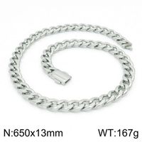 Titanium Steel 18K Gold Plated Hip-Hop Retro Chain Solid Color Bracelets Necklace sku image 12