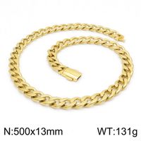 Titanium Steel 18K Gold Plated Hip-Hop Retro Chain Solid Color Bracelets Necklace sku image 15