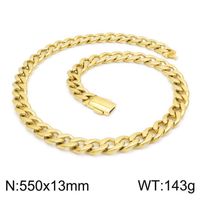 Titanium Steel 18K Gold Plated Hip-Hop Retro Chain Solid Color Bracelets Necklace sku image 17