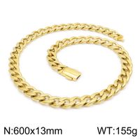 Titanium Steel 18K Gold Plated Hip-Hop Retro Chain Solid Color Bracelets Necklace sku image 19