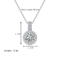 Elegant Round Sterling Silver Gra Inlay Moissanite Silver Plated Pendant Necklace main image 5
