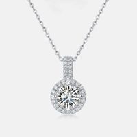 Elegant Round Sterling Silver Gra Inlay Moissanite Silver Plated Pendant Necklace main image 2