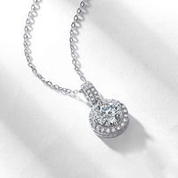 Elegant Round Sterling Silver Gra Inlay Moissanite Silver Plated Pendant Necklace main image 3