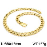 Titanium Steel 18K Gold Plated Hip-Hop Retro Chain Solid Color Bracelets Necklace sku image 20