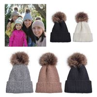 Children Unisex Adults Basic Simple Style Solid Color Pom Poms Eaveless Wool Cap main image 2
