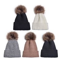 Children Unisex Adults Basic Simple Style Solid Color Pom Poms Eaveless Wool Cap main image 3