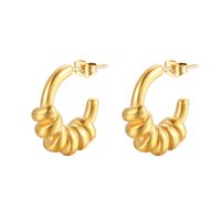 1 Pair Elegant French Style Geometric Polishing Plating 304 Stainless Steel 18K Gold Plated Earrings main image 2