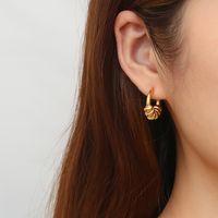 1 Pair Elegant French Style Geometric Polishing Plating 304 Stainless Steel 18K Gold Plated Earrings main image 5
