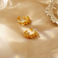 1 Paar Elegant Französische Art Geometrisch Polieren Überzug Edelstahl 304 18 Karat Vergoldet Ohrringe main image 3