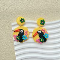 1 Pair Lady Pastoral Classic Style Flower Bird Plating Alloy Soft Clay 14k Gold Plated Drop Earrings sku image 2