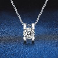Sterling Silver 18K Gold Plated Elegant MAMA Simple Style Plating Inlay Geometric Moissanite Pendant Necklace sku image 5