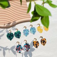 1 Pair Vacation Pastoral Classic Style Leaf Plating Alloy Resin 14k Gold Plated Drop Earrings main image 3