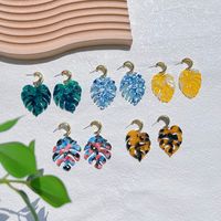 1 Pair Vacation Pastoral Classic Style Leaf Plating Alloy Resin 14k Gold Plated Drop Earrings main image 2