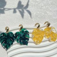 1 Pair Vacation Pastoral Classic Style Leaf Plating Alloy Resin 14k Gold Plated Drop Earrings main image 4