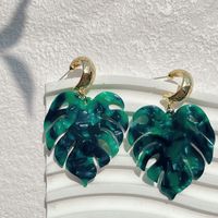 1 Pair Vacation Pastoral Classic Style Leaf Plating Alloy Resin 14k Gold Plated Drop Earrings sku image 3