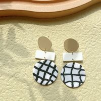 1 Pair Retro Classic Style Commute Round Dots Lattice Arylic Soft Clay Drop Earrings main image 5