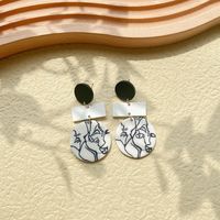 1 Pair Retro Classic Style Commute Round Dots Lattice Arylic Soft Clay Drop Earrings main image 4