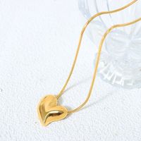 Wholesale Ig Style Simple Style Heart Shape Titanium Steel Plating 18k Gold Plated Pendant Necklace sku image 1