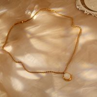 Acero Inoxidable 304 Chapados en oro de 18k Elegante Estilo Francés Enchapado Embutido Oval Piedra Natural Collar Colgante main image 3
