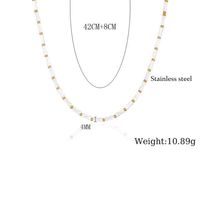 Simple Style Round 304 Stainless Steel Natural Stone 18K Gold Plated Necklace In Bulk main image 7