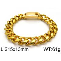Hip-Hop Retro Solid Color Titanium Steel Plating Chain 18K Gold Plated Men's Bracelets sku image 2