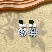 1 Pair Retro Classic Style Commute Round Dots Lattice Arylic Soft Clay Drop Earrings sku image 1