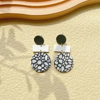 1 Pair Retro Classic Style Commute Round Dots Lattice Arylic Soft Clay Drop Earrings sku image 3