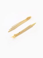1 Pair Elegant Classic Style Solid Color Tassel Plating Copper 18k Gold Plated Drop Earrings main image 3