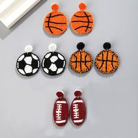 1 Pair Casual Embroidery Sports Basketball Football Plastic Cloth Drop Earrings main image 3
