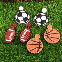 1 Pair Casual Embroidery Sports Basketball Football Plastic Cloth Drop Earrings main image 2