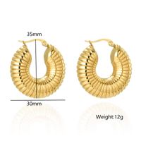 1 Pair Vintage Style Exaggerated Simple Style Round Oval Plating Metal Stainless Steel 18k Gold Plated Hoop Earrings main image 11