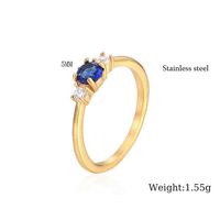 304 Stainless Steel 18K Gold Plated Simple Style Classic Style Inlay Round Rhinestones Rings main image 6