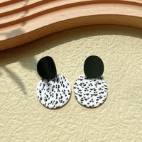 1 Pair Retro Classic Style Round Dots Lattice Arylic Soft Clay Drop Earrings sku image 2