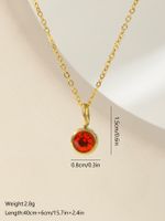 Wholesale Elegant Round Stainless Steel Plating Inlay 18k Gold Plated Zircon Pendant Necklace sku image 1
