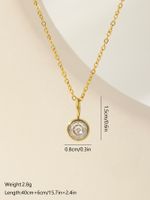 Wholesale Elegant Round Stainless Steel Plating Inlay 18k Gold Plated Zircon Pendant Necklace sku image 2