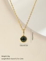 Wholesale Elegant Round Stainless Steel Plating Inlay 18k Gold Plated Zircon Pendant Necklace sku image 3