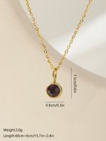 Wholesale Elegant Round Stainless Steel Plating Inlay 18k Gold Plated Zircon Pendant Necklace sku image 4